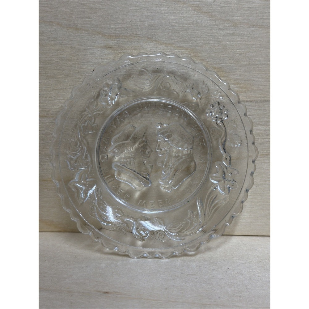 Westmoreland Glass Clear "The Wedding Day" 3 1/2"‎ Cup Plate No Chips